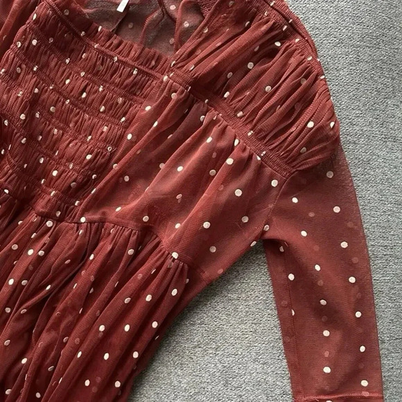 Free People Saya Polka Dot Sheer Mesh Tulle Baby Doll Tunic Top XS - Picture 5 of 9